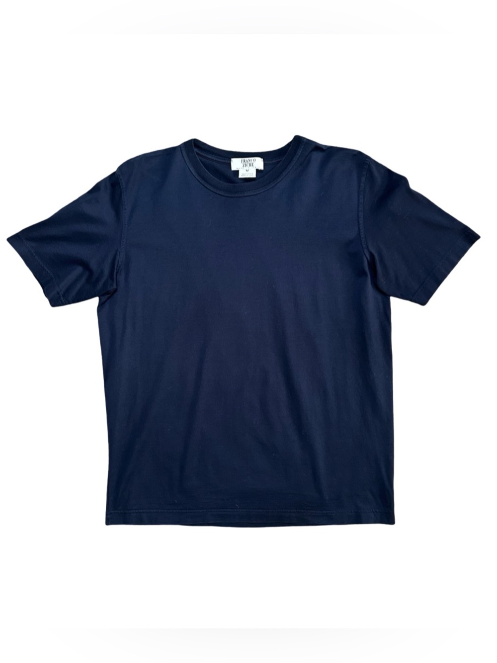 Franco Ziche Made in Italy Navy Blue Cotton T-Shirt Mens Medium Crewneck